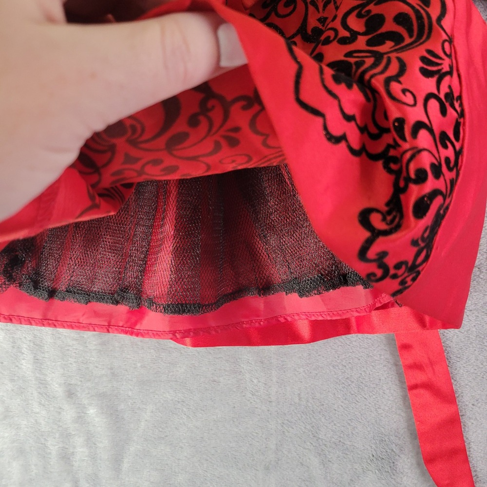 Rare Editions Girls Velvet Satin Holiday Dress No Size Tag Red Black Bow Formal‎ - Picture 4 of 10